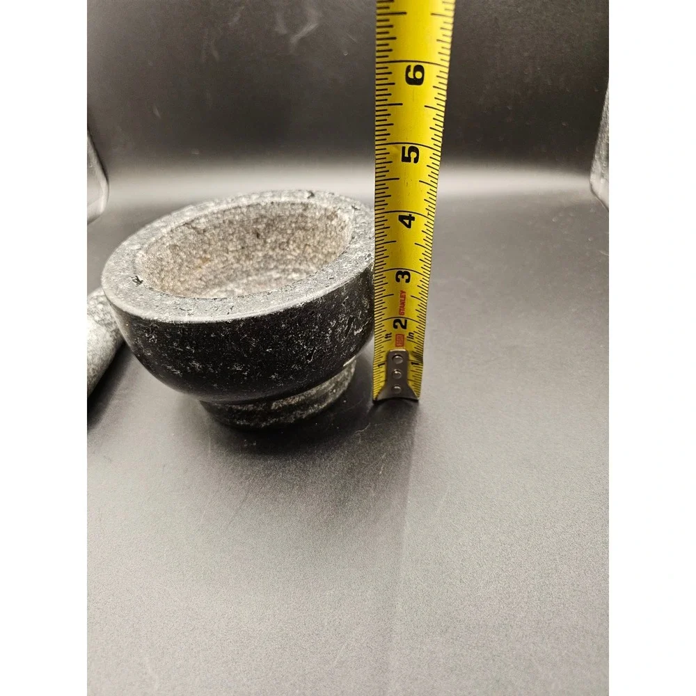Natural Granite Mortar and Pestle Set Dark Grey Stone Herb SpiceGrinder 5.5in XX